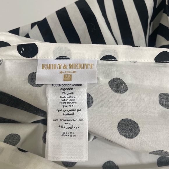 EMILY & MERITT Pottery Barn Teen Black White Cabana Stripe Polka Dot Euro Sham - Picture 6 of 11